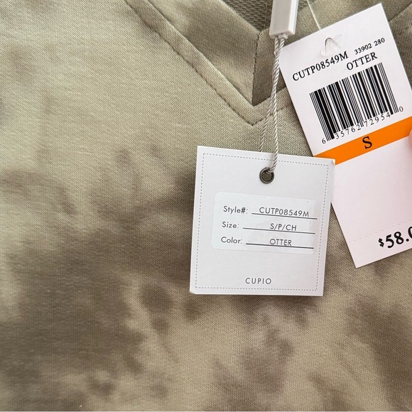 Cupio Women’s V Neck Short Sleeve Shirt Size Small NWT Green Tie Dye - Picture 4 of 5